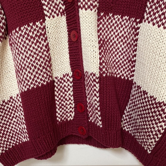 Drop shoulders oversized button down plaid cardigan - Picture 3 of 6